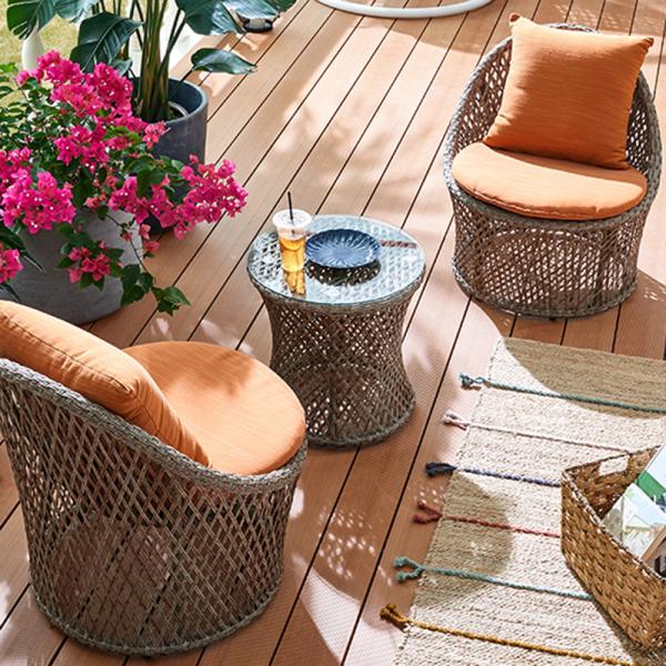 Outdoor Furniture Rattan Garden Chairs Set 3pcs Wicker Coffee Table And Chair Set