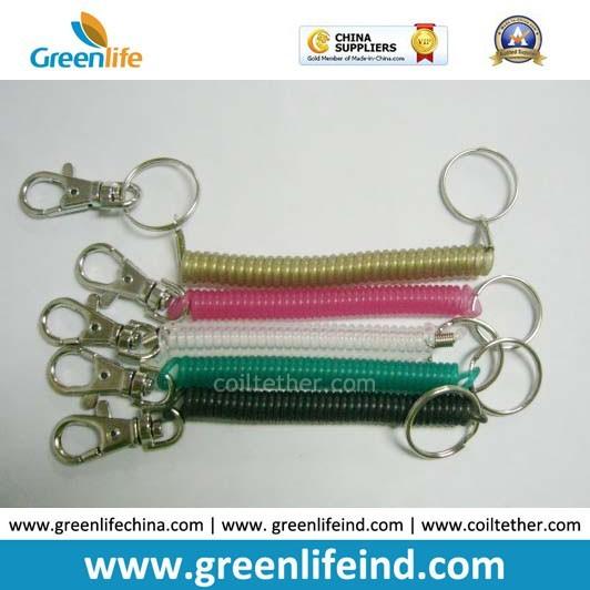 Colored Plastic Key Ring Badge Coiled Bungee Cord Expanding Chain