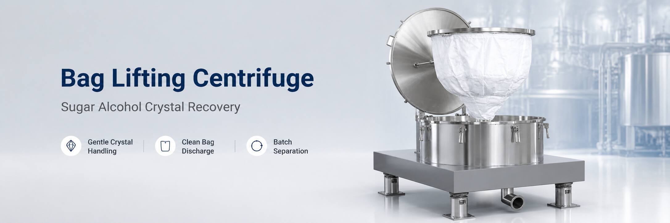 Bag Lifting Centrifuge for Sugar Alcohol Crystal Recovery