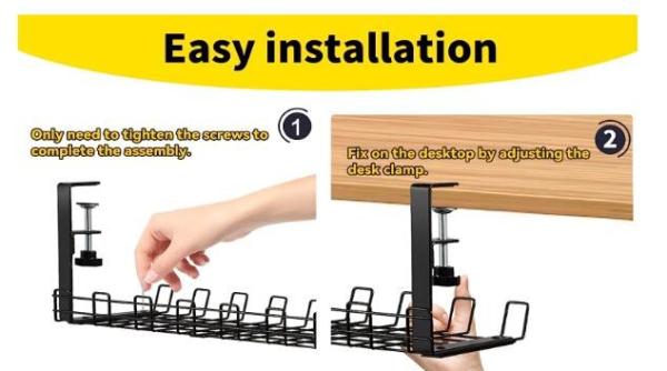 Metal Desk Cord Holder Perfect Solution for Cable Management Under Desk in Living Room