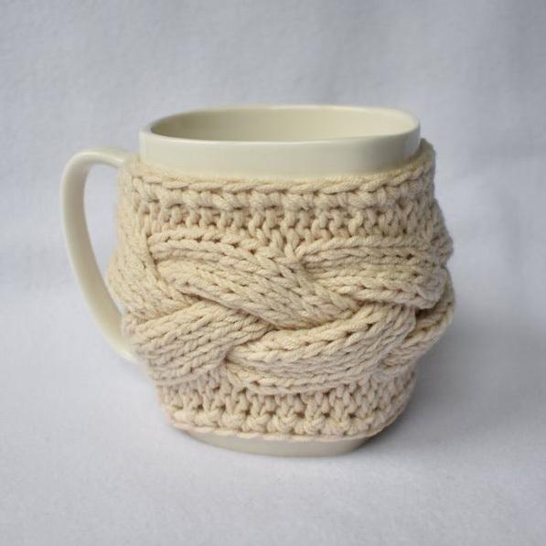 Y-Z Comfy Grey Mug Cozy Drinkware Tea Cup Knit Cable Warmer Removable Birthday Gift Mug Sweater