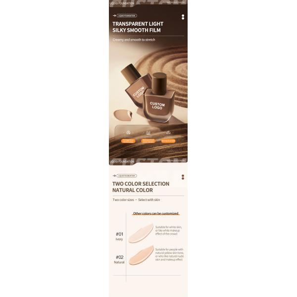 OEM ODM Waterproof Makeup Foundation and Concealer Full Coverage Organic Original Tinted Moisturizer Water Dark Skin Foundation