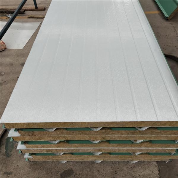 fast assemble light weight color steel rock wool sandwich panel for wall and roof