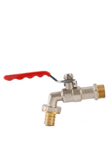 Nickel Plated Hose Brass Bibcock Valve Multipurpose Anti Loose With Steel Lever