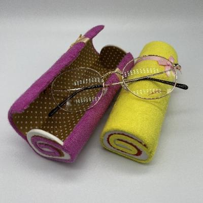 Extérieur de luxe jaune d'enfants d'unité centrale de tissu de lunettes de soleil en métal de caisse mignonne en cuir de monocle