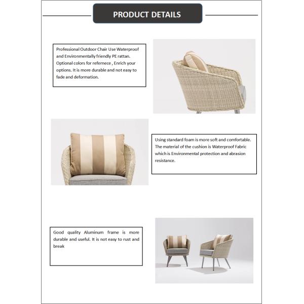 Luxury Wicker Garden Furniture Modern Patio Furniture Aluminum Frame Rattan Outdoor Sofa Chair