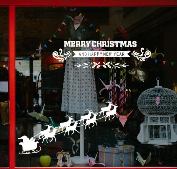 Non Toxic Christmas Decorations Wall Stickers , Pvc Wall Sticker For Shopping Window
