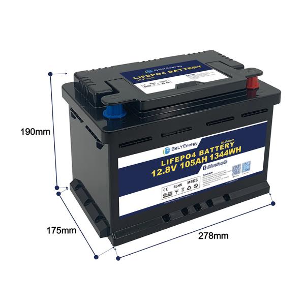 H6 DIN case lithium battery with BT 12V 105AH For RV Caravan Energy Storage
