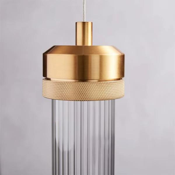 Nordic Simple Cylindrical Striped Glass Restaurant Bedside Bar Decoration Chandelier