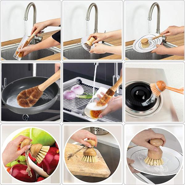 Утвари кухни набора щетки блюда Eco щетка дружелюбной бамбуковой более чистая