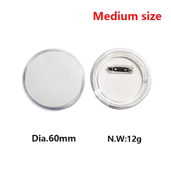 Personalized Plastic Transparent Round Sublimation Pin Badges Blanks With Printable PET Sheet