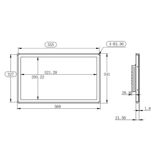 23.6 inch High Definition Embedded Remote Control Loop Playback Multifunctional Industrial HDMI LCD Panel