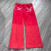 Clothing Custom Distressed Screen Print logo Flare Sweatpants Baggy Joggers Acid Washed Wide Leg Sweat Pants