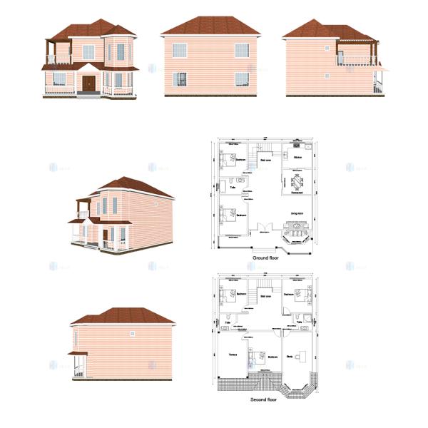 Luxury Villa - (QB14) Steel Sandwich Panel Prefab House Professional Design House Eps Color Steel Prefab House