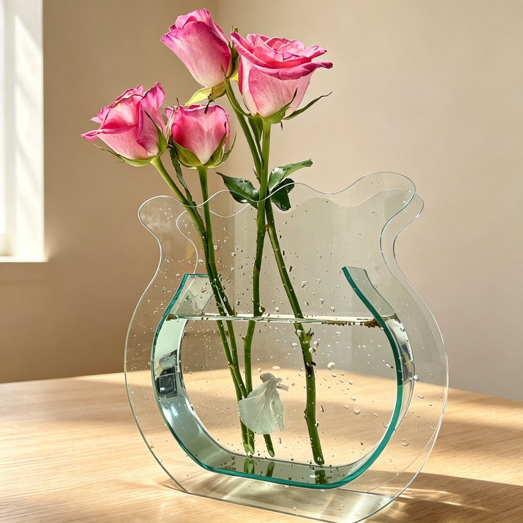 Fish Shaped Acrylic Vase | Clear Flower Vase & Mini Fish Bowl | Modern Table Centerpiece for Wedding, Home & Office Decor