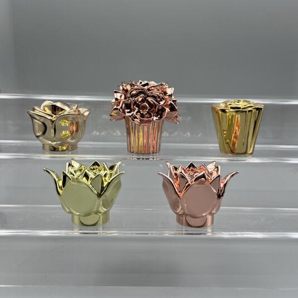 Exquisite Flower Shaped Series Crystal Zamak Perfume Caps For Standard Fea 15 Bottle Necks