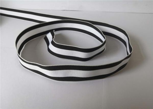 2.5cm Polyester Webbing Tape Black And White Stripe Color High Tenacity