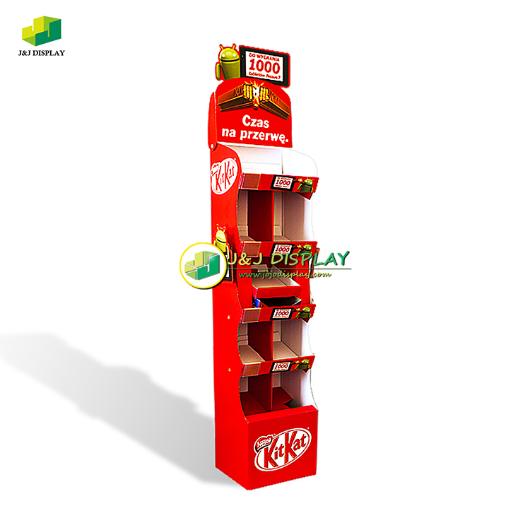 Flooring Recyclable Knock Down Shelves Displaying Corrugated Board Cardboard Floor Display Stand For Stationery, Skin Care, Outdoor Accessories Items