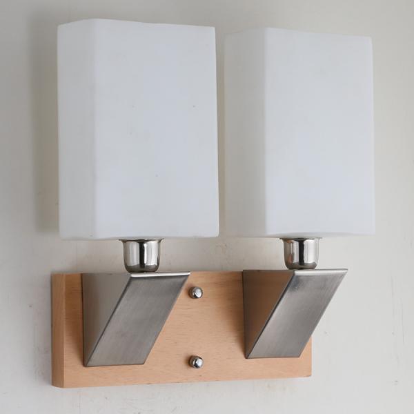 Satin Nickel finish 100-240v country style wood lighting fixture natural wood wall lamp