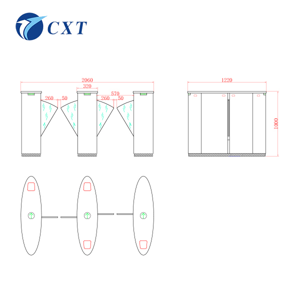 Barrera de solapa para aeropuerto, ancho de paso de 550 mm, acero inoxidable 201 para exteriores, 120TY