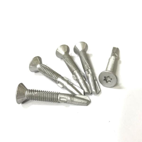 AISI 410 C1 Stainless Steel Inox Winged Torx Drive Flat Head Tek Self Drilling Screws Three Cut Thread Hardwood Point 4