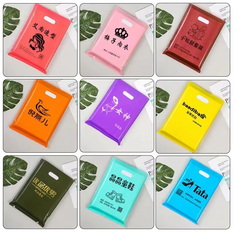 Wholesale PE flat-mouth clothing store bag manufacturer advertising gift plastic handbag with logo plastic shopping bag