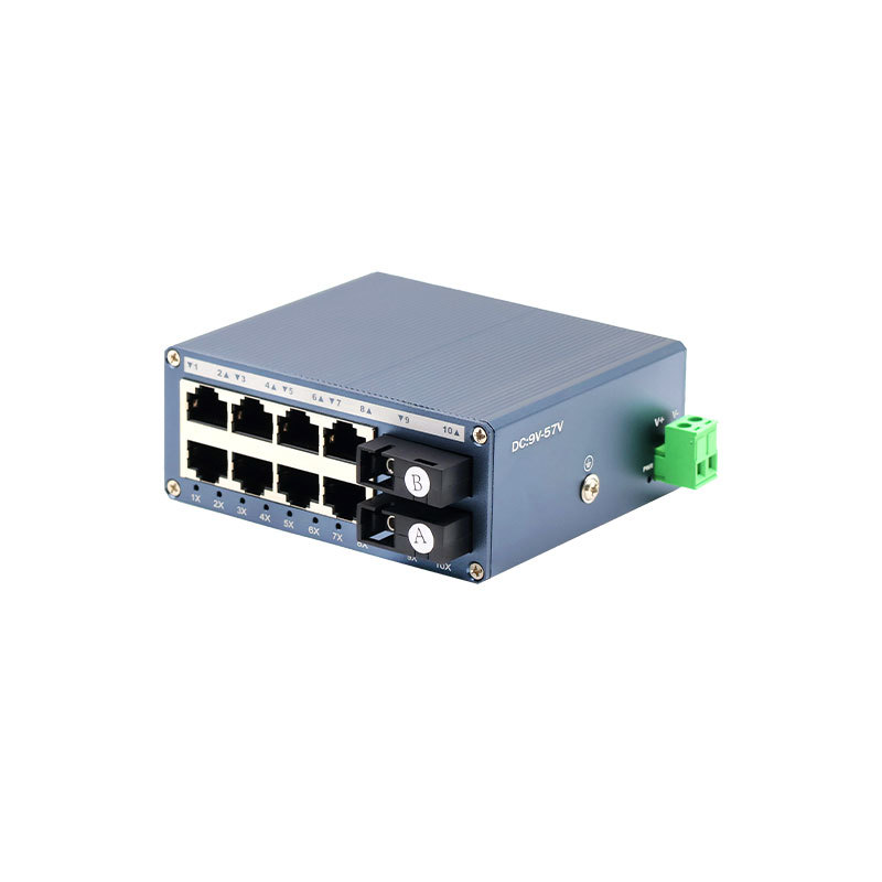 Industrial Mini Fiber Ethernet Switch 2 Fiber 8 RJ45 Ports 100Mbps Fast Network Switch