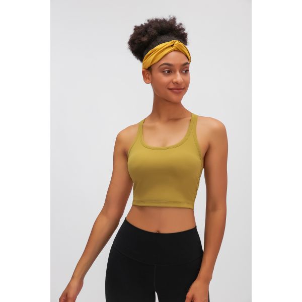 Mustard Yellow Yoga Twist Headband Soft Stretch Non Slip for Women