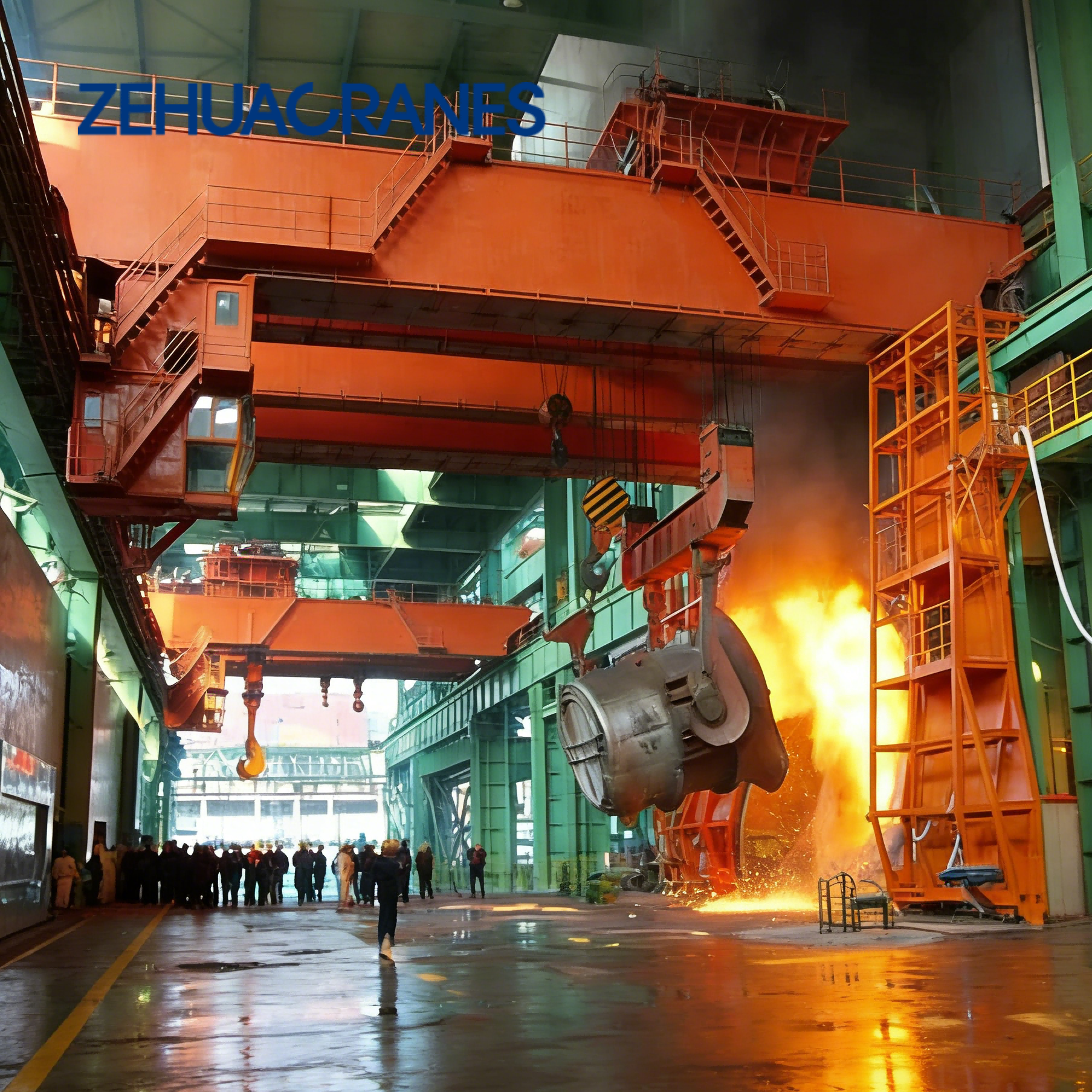 YZ Type Metallurgical Overhead Crane 50 Ton 75 Ton 100 Ton 150 Ton 200 Ton Metallurgical Lifting Overhead Crane CE ISO Certified