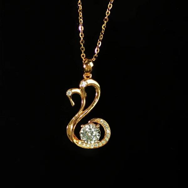 High Quality 18K Gold Swan Pendant Necklace 1CT Lab Grown Diamond Inlay Fashion Jewelry for Women's Wedding Anniversary Party