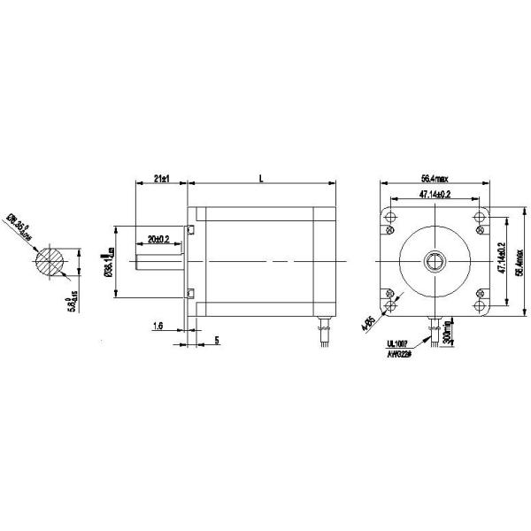 57mm 3 Phase 5A Nema 23 Frame Stepper Motor 1.8° 3a 4.2a 3.0nm