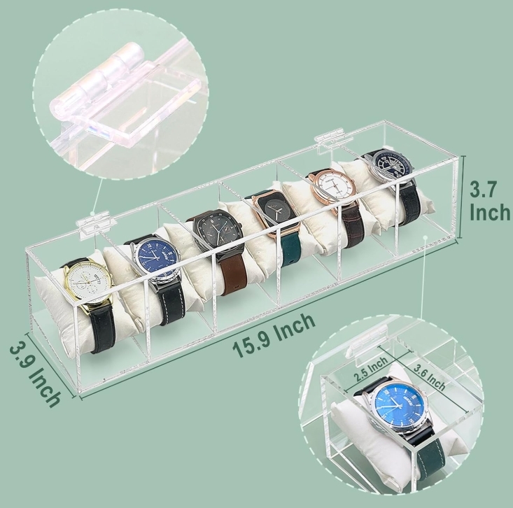 Multi Functional Acrylic Display Case 6 Grids With Premium Durability For Watch Shop Showcase