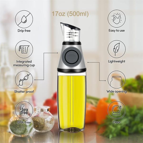 OEM ODM 500ml Olive Vinegar Glass Cooking Oil Dispenser Kitchen Oil Bottle Dispense