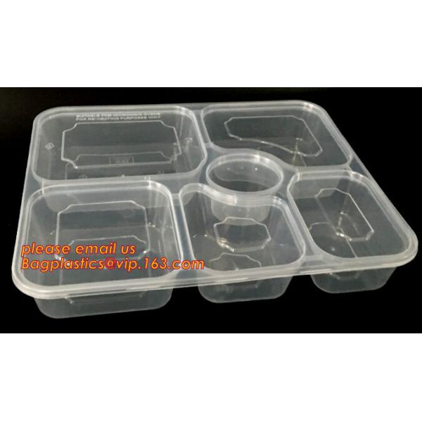 Disposable biodegradable plastic fiffin lunch box,compartment lunch box with lid,clamshell food packaging macaron pp bli