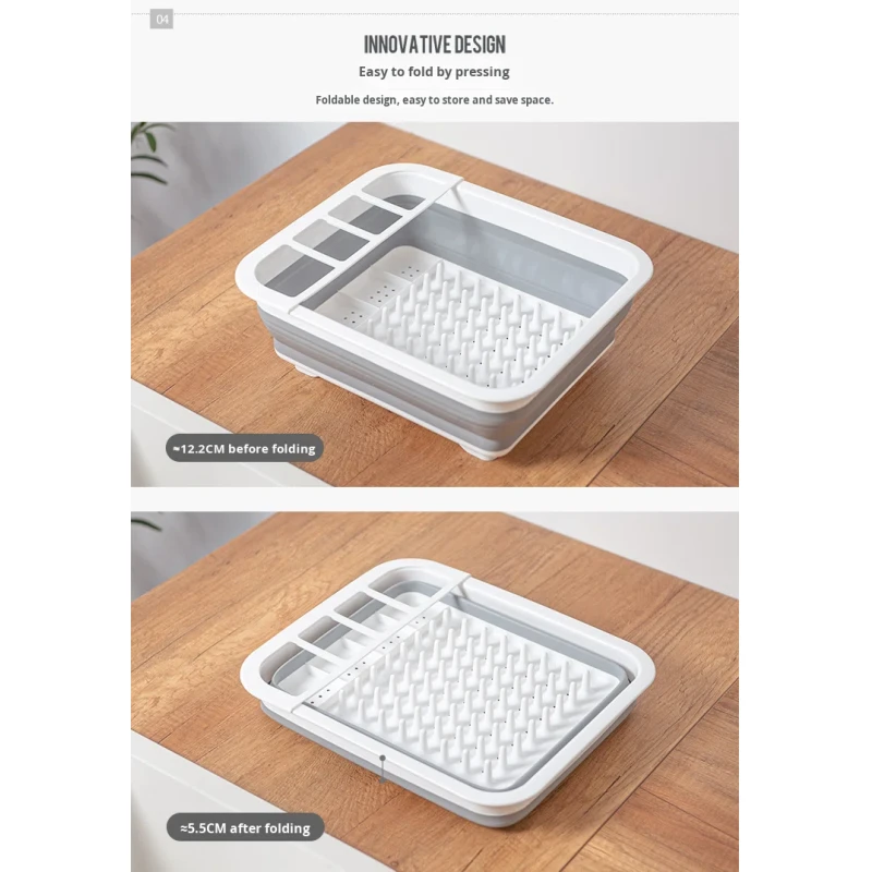 Collapsible Vegetable Washing Draining Basket Bowl Plate Plastic Storage Box Foldable Dish Draining Rack for Kitchen