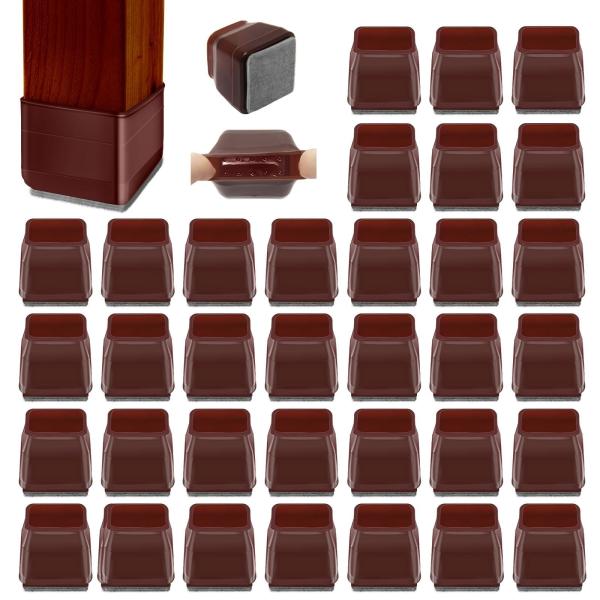 Protectores de piernas de sillas de silicona para suelos Muebles Protectores de piernas con feltro Negro almohadilla para piernas de mesa Marrón