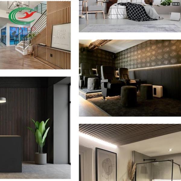 Fireproof Nontoxic Interior Timber Slat Wall , Multipurpose Wooden Acoustic Panel