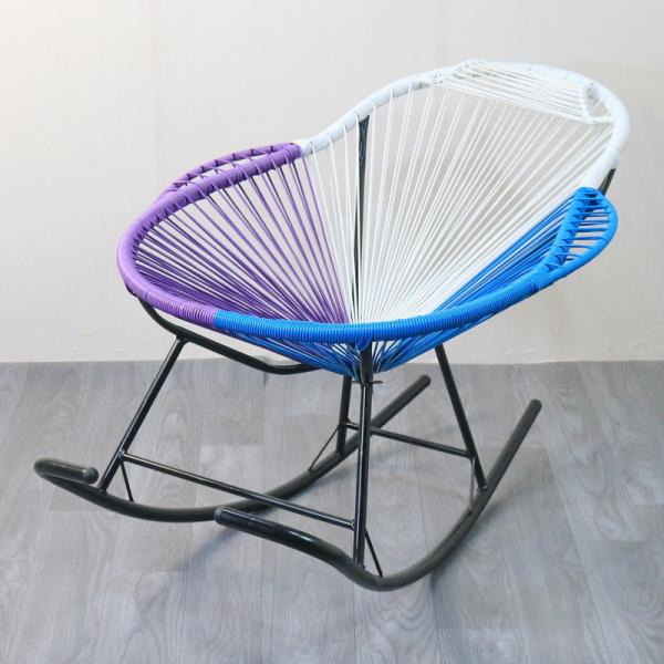 Outdoor Colorful Round Rattan Rocking Egg Shaped Baby Chair for Courtyard Relaxation