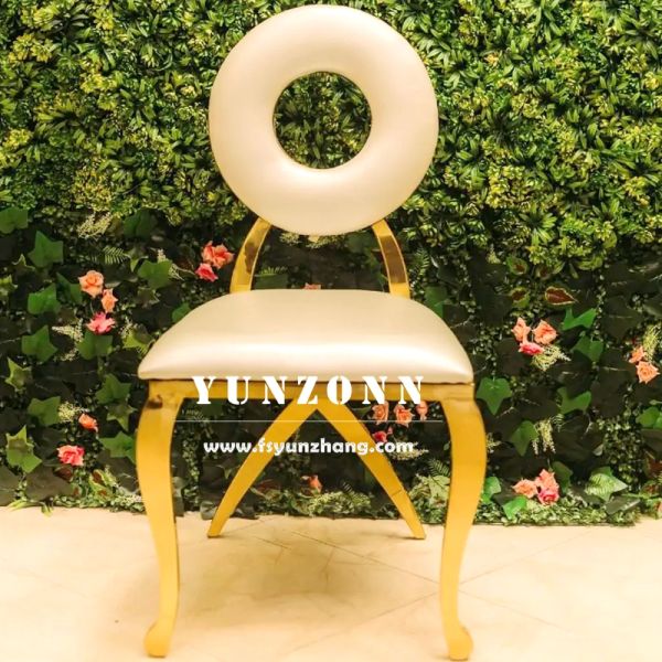 Lovely Donut Round Backrest White Velvet Chair Hotel Wedding Banquet Dining Chairs