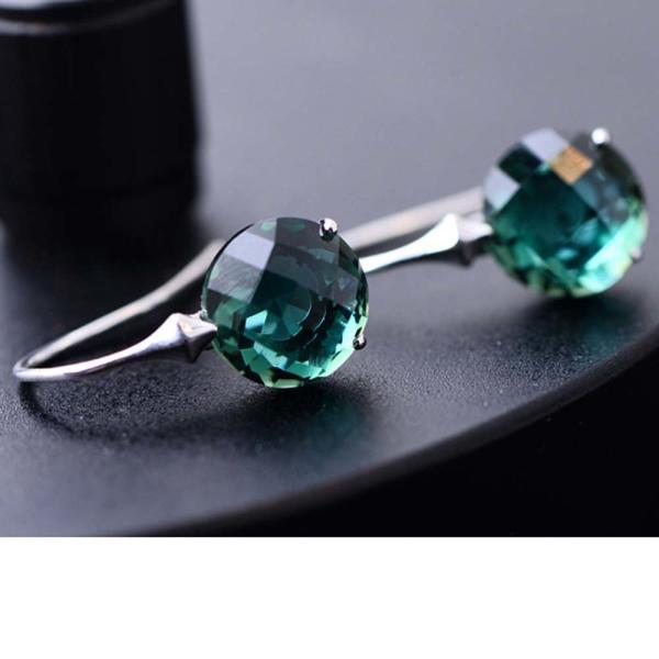 Sterlilng 925 Silver Green Cubic Zircon Drop Earrings Women Jewelry (060308)