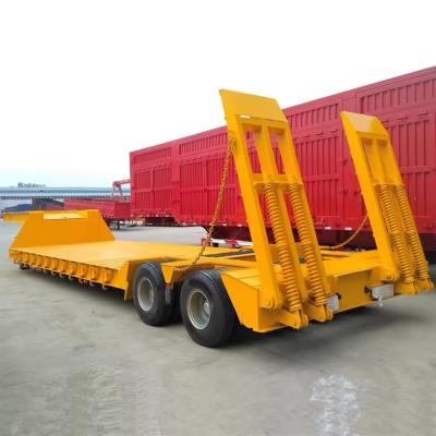 28 Tons Two Speed Landing Gear Low Bed Semi Trailer For Heavy Equipment Transportation