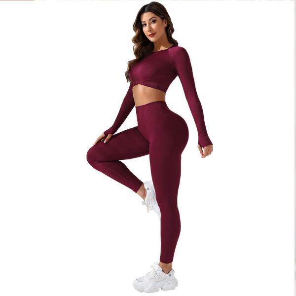 High waist ABS fitness suit long sports t-shirt suit