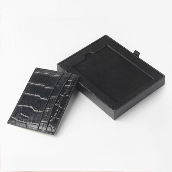 Luxury Black Pull Out Drawer Texture Paper Gift Wallet Packaging Box Custom Logo