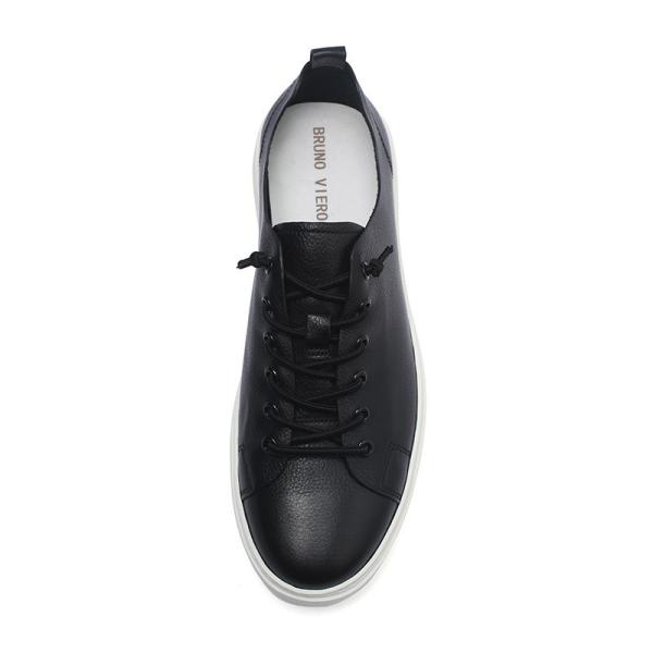 Autumn Black Lace Up Breathable Leather Sneakers