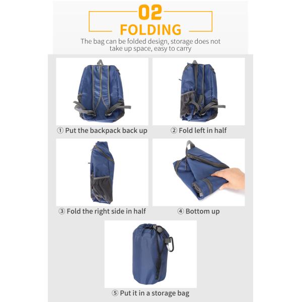 пеший туризм перемещения рюкзака складной сумки альпинизма 23L Ultralight на открытом воздухе задействуя