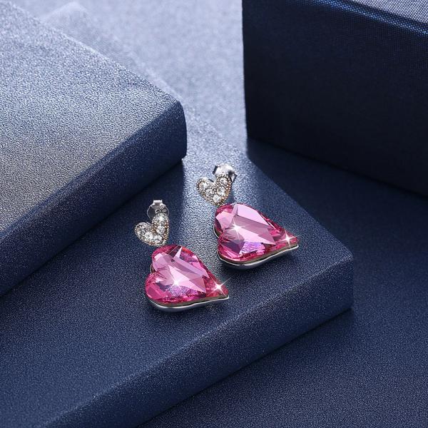 серьги сердца 0.98x0.55in стерлинговые серебряные