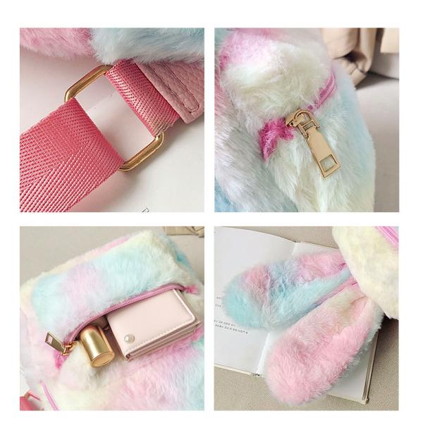 Unisex Cute Cartoon Bunny School Backpack with Zipper Closure and Bunny Cartoon Print
