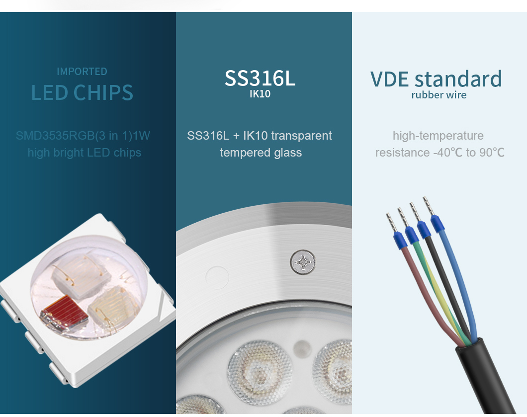Света приведенные RGB VDE SS316L водоустойчивые подводные изменяя 24 вольта 380LM