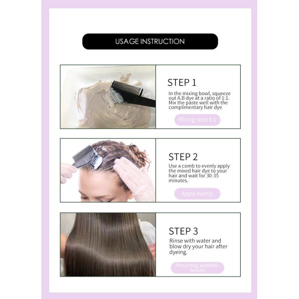 Ensemble de crème colorante capillaire permanente professionnelle sans ammoniaque, OEM, marque propre