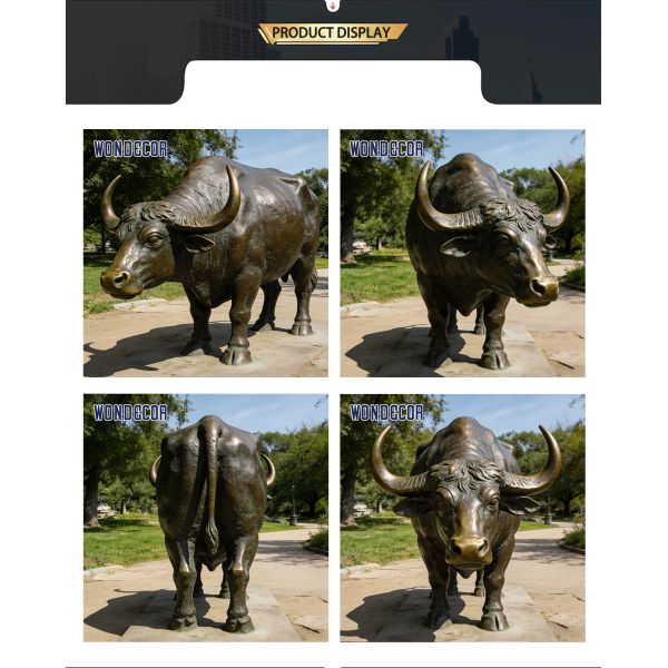 Life-Size Bison Bronze Sculpture - Modern Metal Animal Decoration for Outdoor Parks